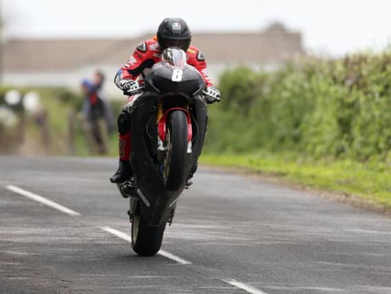 Guy Martin on the Honda Racing Fireblade SP2 Superstock maching during practice for the Tandragee 100.