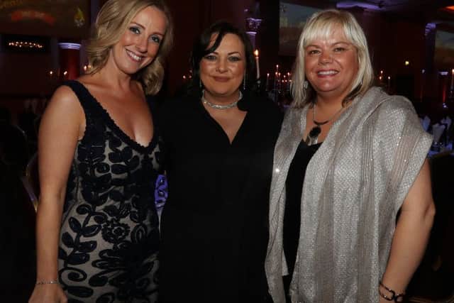 Cathy McGowan, Cathy Anderson and Donna Southgate at the Dominican College Centenary Dinner in Tullyglass Hotel. INCT 16-106JC