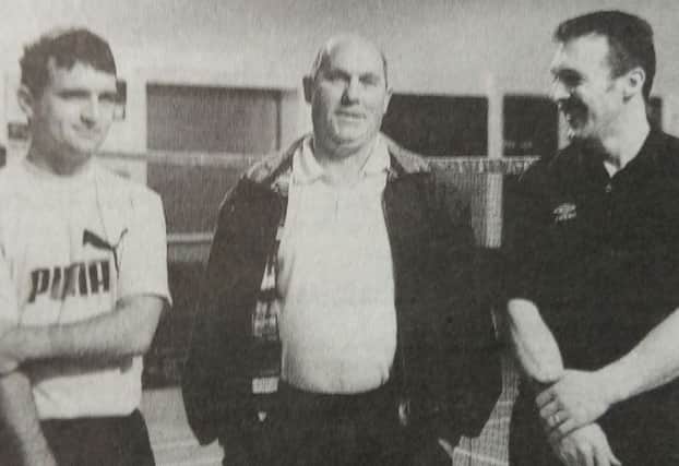 Talking badminton back in 1998 were Cyril Davidson, Roy Kennedy and Stephen Padgett.