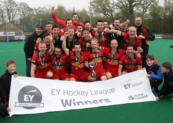 Celebrations begin as Banbridge are crowned EY Hockey League Champions. Photo by Freddie Parkinson / Press Eye