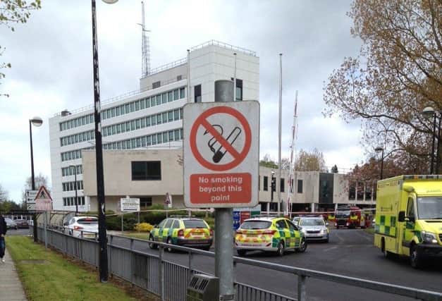 The scene of the alert at County Hall. INCR 18-750-CON. Photos: Kevin McAuley/McAuley Multimedia