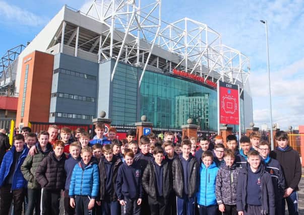 Wallace students at Old Trafford before Manchester v Bournemouth fixture