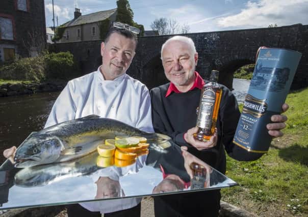 Chef Gary Stewart from Tartine and Niall Mehaffey from Bushmills Distillery prepare for this years Bushmills Salmon and Whiskey Festival which takes place on June 17 and 18.