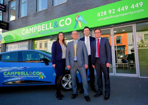 Pictured (l-r) outside the new Campbell & Co office in Lisburn are Zara Walker, Gordon Campbell (Director), Scott McKnight and Paul Hanna.