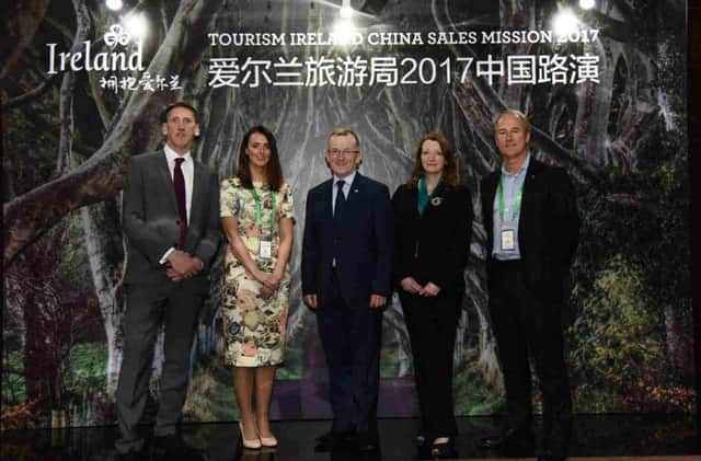 James Kenny, Tourism Ireland; Assumpta ONeill, Titanic Belfast; Niall Gibbons, CEO of Tourism Ireland; Alexandra Mehaffy, National Trust  Giants Causeway; and Lars Olsson, Stena Line, in Beijing.