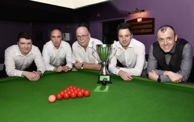 AOH Club, who rediscovered North-West Snooker League Division One title glory, courtesy of stumping Glendermott CC A 3-0 when the sides met last week in a tie-breaker at Shantallow House. From left Shea Moore, Seamus Cusack, Martin Moore, Micky McGowan and Raymond Barrow, team captain. DER1717-105KM
