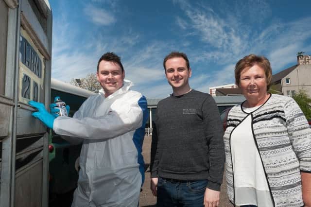 PCSP Chair Cllr Andrew Wilson, PCSP Vice Chair Marjorie Hawkins and PSNI Const Stuart Pollock are advising farmers to mark trailers.