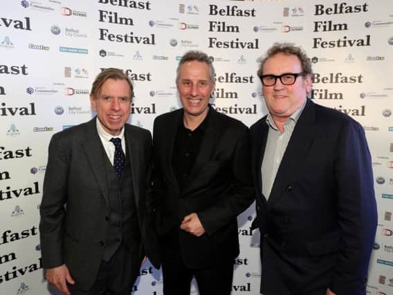 Ian Paisley Jnr. (centre) pictured with actors Timothy Spall (left) and Colm Meaney who played Ian Paisley and Martin McGuinness respectively in the film 'The Journey'.