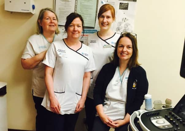 Lagan Valley Hospital Sonographers who recently took part in specialist fetal cardiac training by charity Tiny Tickers are (l-r) Ita Caldwell, Jacqui Adams, Catherine Raleigh and Pauline Mawhinney.