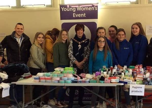 Deputy Mayor, Cllr Noreen McClelland pictured with some of the team at the Ballyduff Young Women's Group collection for the homeless event.