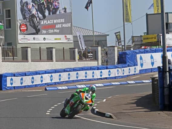 Alastair Seeley on the Gearlink Kawasaki on Tuesday at the North West 200.