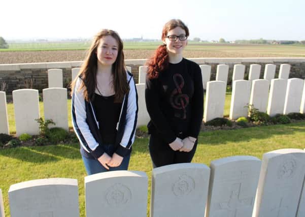 Pictured at Loker Cemetery paying their respects to all those who faced the terrors of World War 1 trench warfare are Cadet Sergeant Eve Bankhead and Cadet Corporal Jessica Montgomery, both members of the Carrickfergus Grammar School Detachment Army Cadet Force.