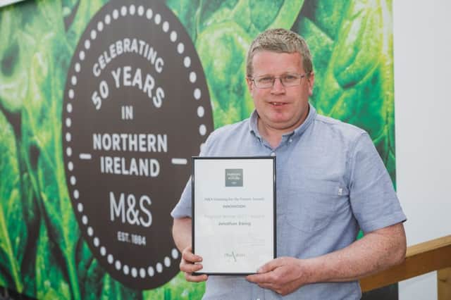 Mulnagore farmer Jonathan Ewing who won the M&S Innovation Award at the recent M&S Farming for the Future Awards at Balmoral Show.