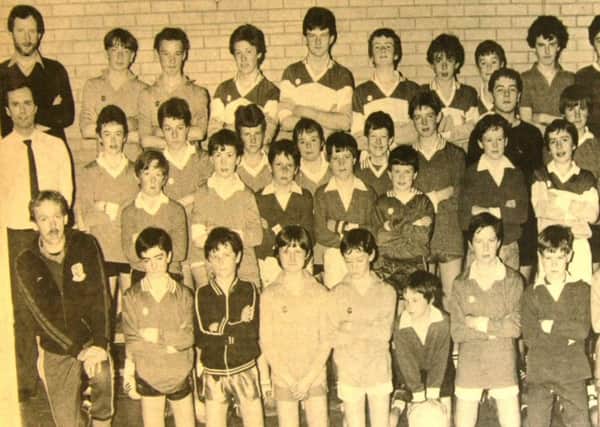 Members of local clubs who took part in the gaelic coach-in at Craigavon Leisure Centre in 1996