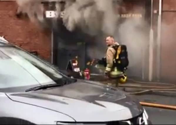 A still from a video of the fire at Big T's Diner in Lurgan.