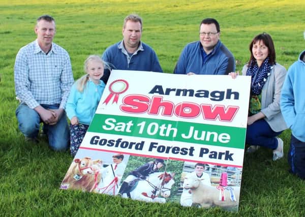Looking forward to this year's Armagh Show are, from left, Stephen Hamilton, committee chairman, Heidi Hamilton, Alan McConnell, committee member, Norman Dixon, committee member, and Marjorie Mitchell, committee treasurer.