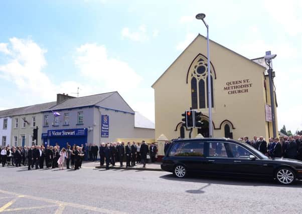 The funeral of Victor Stewart was held in Queen Street Methodist Church in Lurgan  right beside his shop