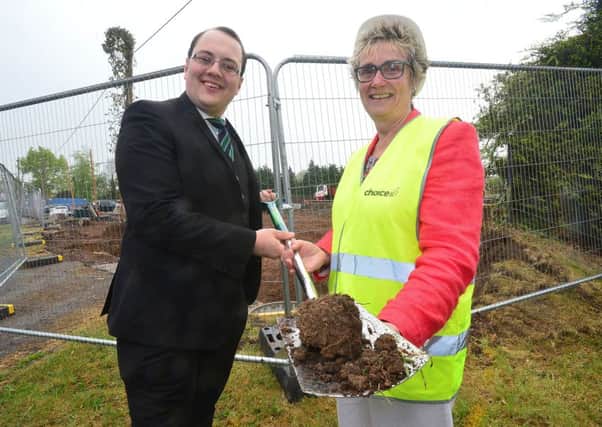 Cllr Alexander Redpath, Chairman of the council's Planning Committee, with Mrs Hazel Bell, Chair of Choice Housing Ireland, at the sod cutting ceremony in Glenavy.