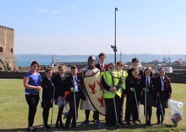 Pupils from Ulidia Integrated Colleges Eco Team undertook a litter picking activity at Carrickfergus Castle car park.