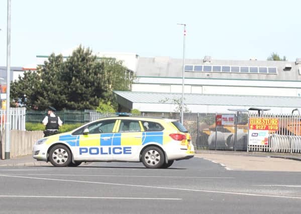 Police are the scene of the shooting in the Balloo Link area of Bangor.
 PICTURE MATT BOHILL PACEMAKER PRESS