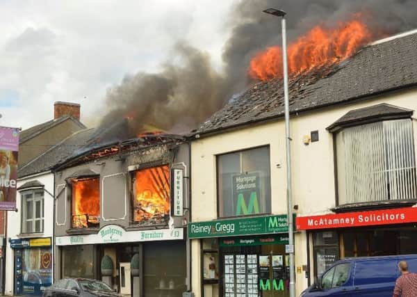 Inferno on Broughshane Street. Pic: Dylan Stephens