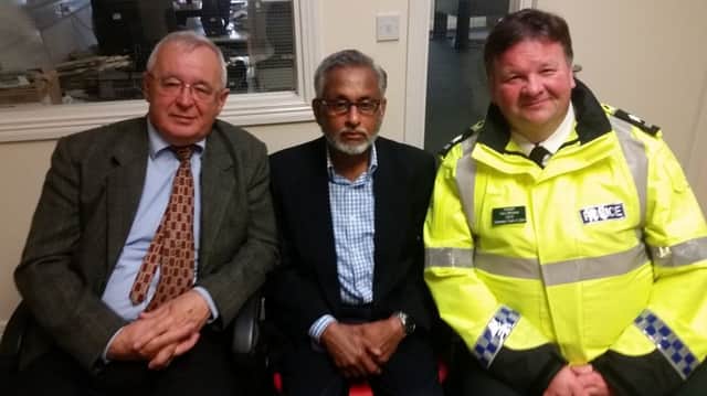 The co-chairs of the Causeway Inter Faith Forum, Rev Bert Ritchie, Dr Jaweed Wali and Sgt Terry McKenna.