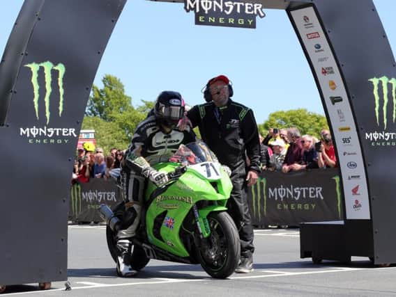 Davey Lambert pictured on the start line at the beginning of the RST Superbike race on Sunday.