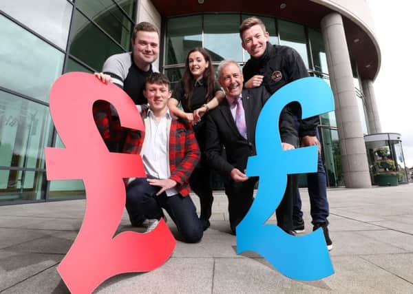 Pictured with Councillor Uel Mackin, Chairman of the council's Development Committee, are (l-r) Conor Harvey; Ryan Quinn; Lisa Condron, Programme Executive, Enterprise, The Prince's Trust; and Joshua Murray.