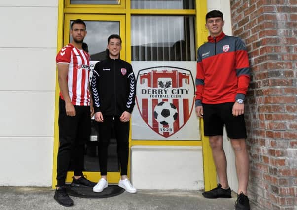 Derry City new signings Darren Cole, Jamie McIntyre and Eoin Toal. DER2417GS009