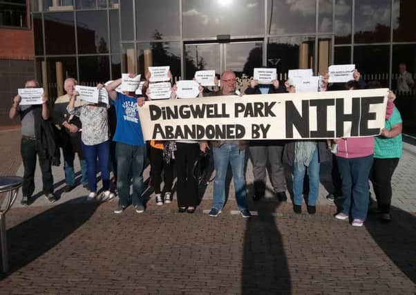 Protest at Craigavon Civic Centre over Dingwell Park in Lurgan