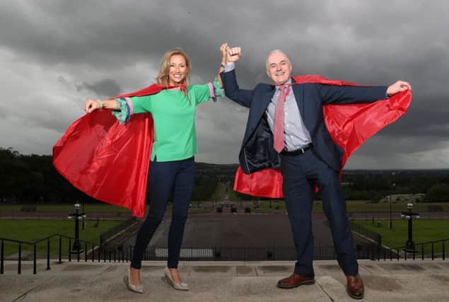 : U105 Presenter, Frank Mitchell and TV personality, Clare McCollum launch the search for Northern Irelands SuperStars. The new SuperValu SuperStars initiative will honour unsung heroes in local communities that have gone beyond the call of duty to help someone in need.