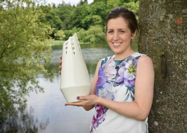 Young designer Wendy Ward pictured with the Belleek Living Lough Collection by Wendy Ward which has been launched across Belleek Potterys retail and on-line sales network at home and abroad.