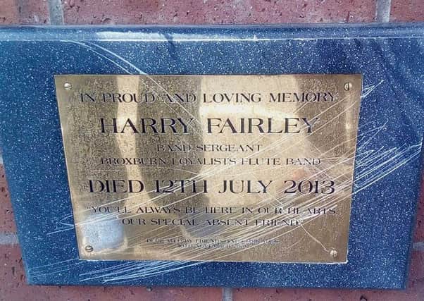 The Harry Fairley memorial showing signs of damage.