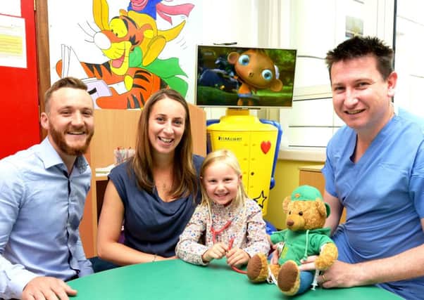 Susanna and Annabelle Betts (from Tandragee) who have teamed up with Dr Sam Dawson Anaesthetic Registrar and Dr Kieran OConnor, Consultant Anaesthetist and Lead for Paediatric Anaesthesia to help prepare children and their parents, coming for surgery in the Southern Health and Social Care Trust.