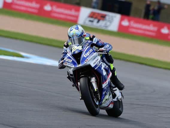 Christian Iddon on the Tyco BMW in the British Superbike Championship.