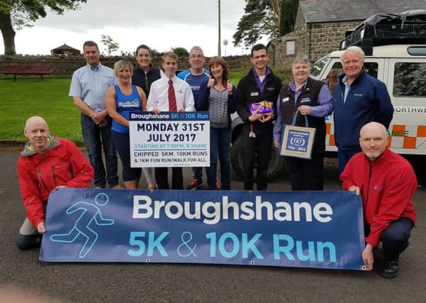 Organisers and sponsors at the launch of the Broughshane run