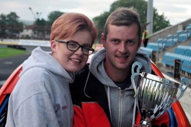 Cullybackey GP2 racer Richard Purdy celebrates his Grand Prix win with his girlfriend Rebecca Kennedy.