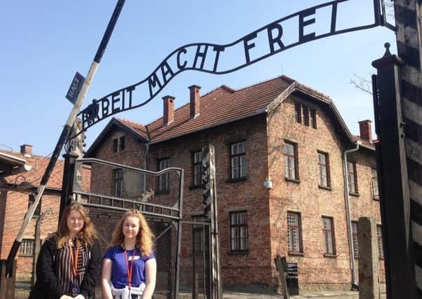 Erin English and Natalie Mongtomery at Auschwitz-Birkenau.