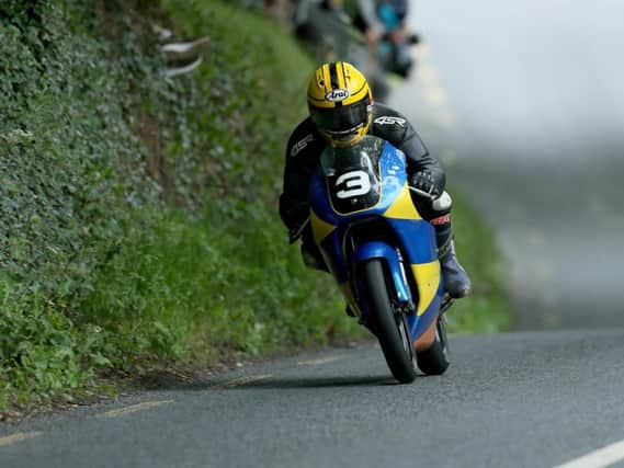 Gary Dunlop led the 125GP/Moto3 race at the Skerries 100 on the first three laps.