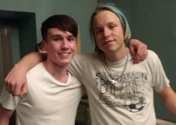 James Murphy (left) with Cole Becker, lead singer of American punk rock band SWMRS.
