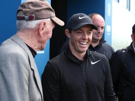 Rory McIlroy with ex-Manchester United and Northern Ireland goalkeeper Harry Gregg