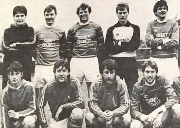 The Glenavon team pictured in 1984 before their match with Crewe United
