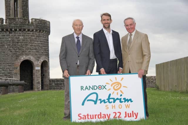 Pictured are Fred Duncan, Chairman of Antrim Agricultural Society, Jason Webster, Randox Health Sales Manage; and James Clements, President of Antrim Agricultural Society.