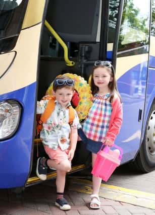 Hello Summer! 

Pictured ready for a summer adventure by public transport is Sophia Clarke (aged 6 Â½) and her brother, Finn Clarke (aged 4 Â½). Translink has announced a number of seasonal fares for July and August. For full details, visit www.translink.co.uk/summer/.

11 July 2017 - Picture by Darren Kidd /Press Eye.