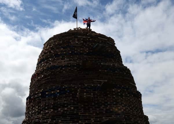 The Ballymacash bonfire in Lisburn. Pic by Pacemaker