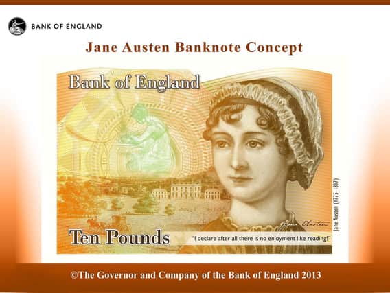 The new Jane Austen Note, copyright Bank of England