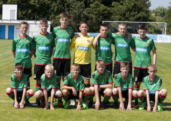 Glentoran u-13 team, who played South Donegal Schoolboys in the Hughes Insurance Foyle Cup