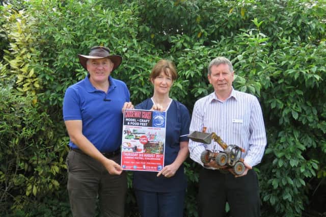 Alastair Bell, Event Organiser pictured with Teresa McGowan, Day Hospice Nurse Manager and Noel McMonagle, Community Fundraising Manager launching the First Causeway Coast Model, Craft and Food Fest in aid of Foyle Hospice.