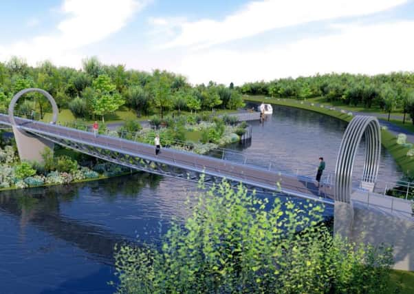 A computer-generated image of what the Stranmillis Weir and pedestrian footbridge development will look like once complete.