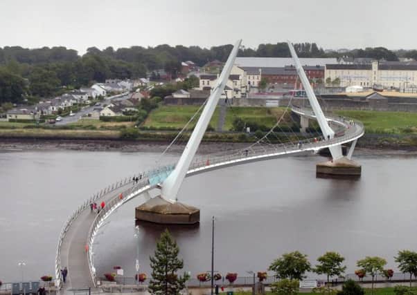 The Peace Bridge in Londonderry links the overwhelmingly nationalist Cityside area with the more mixed Waterside area